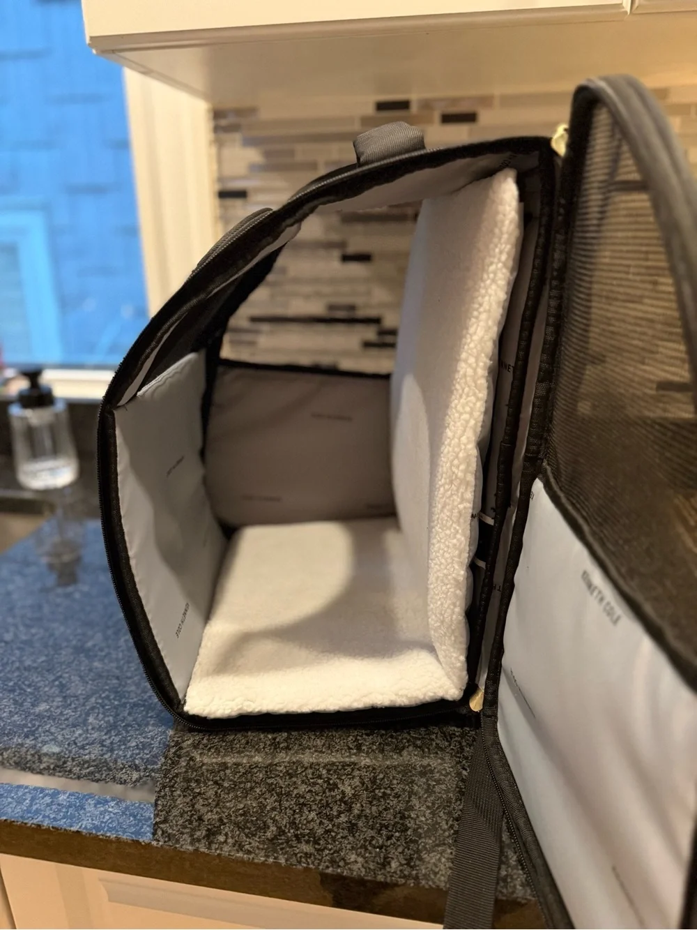 Kenneth Cole Black Pet Carrier Backpack with Gold Trim